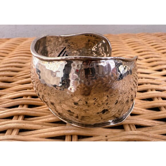 Vintage 90's Silpada Wavy Hammered 925 Silver Cuff Bracelet Bangle 50 grams - Picture 3 of 8